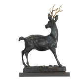 Looking-Back Stag bronze sculpture front view