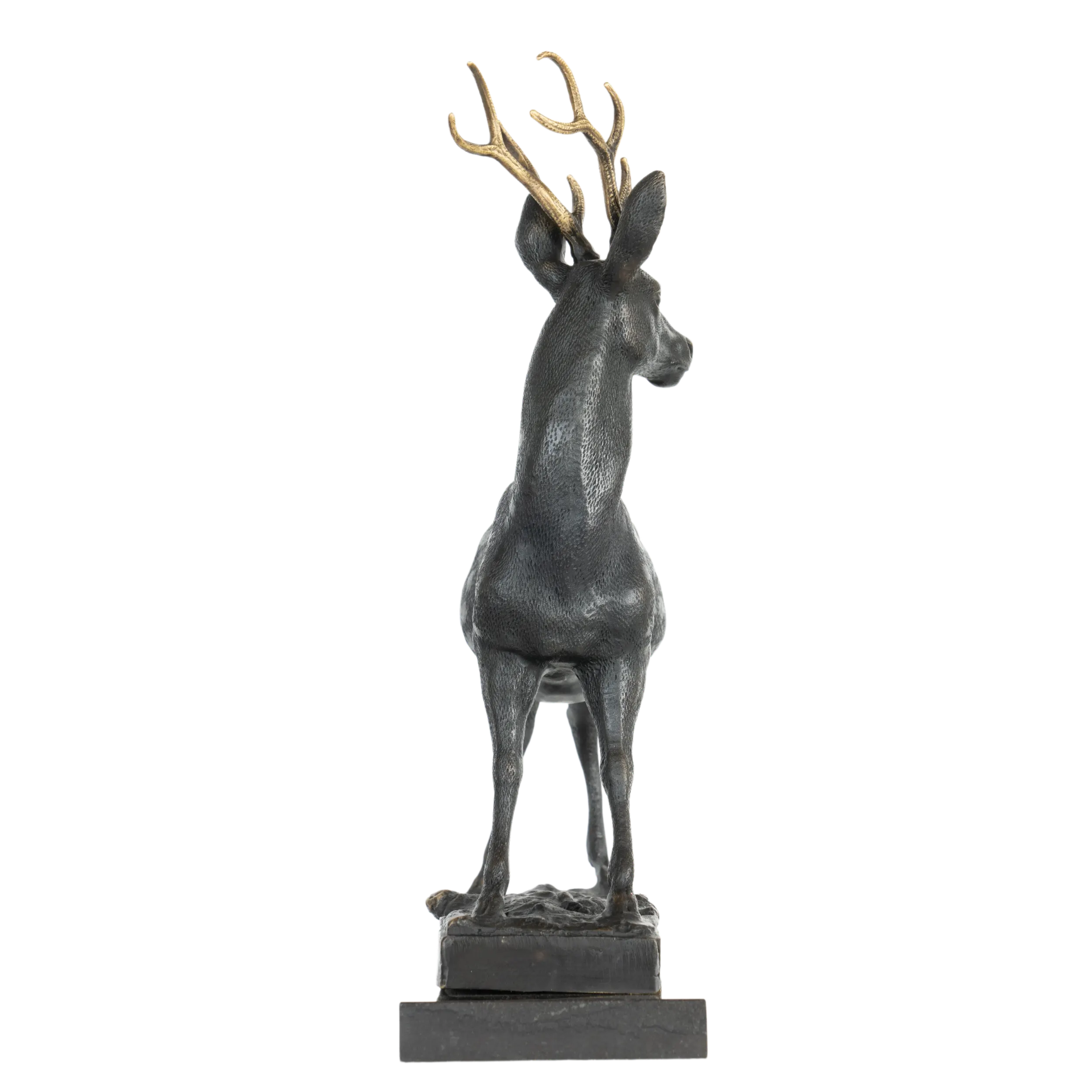 Looking-Back Stag bronze sculpture side view