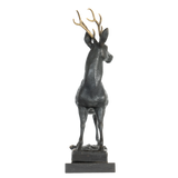 Looking-Back Stag bronze sculpture side view