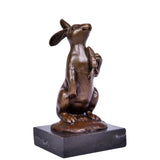 Looking-Up Rabbit Bronze Sculpture front view