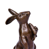 Looking-Up Rabbit Bronze Sculpture rear view