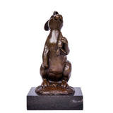 Looking-Up Rabbit Bronze Sculpture three-quarter view