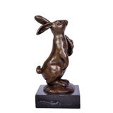 Looking-Up Rabbit Bronze Sculpture on a clean white background