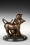 Back view of loving cats bronze sculpture showing intertwined forms