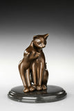 Right view of bronze cat couple sculpture with intertwined tails