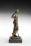 Male Golfer bronze sculpture, opposite-angle studio view