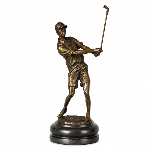 Male Golfer Bronze Sculpture on a white background