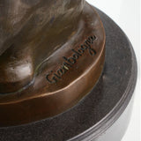 Hermes bronze sculpture with winged hat on marble base.Marble base detail of classical artwork