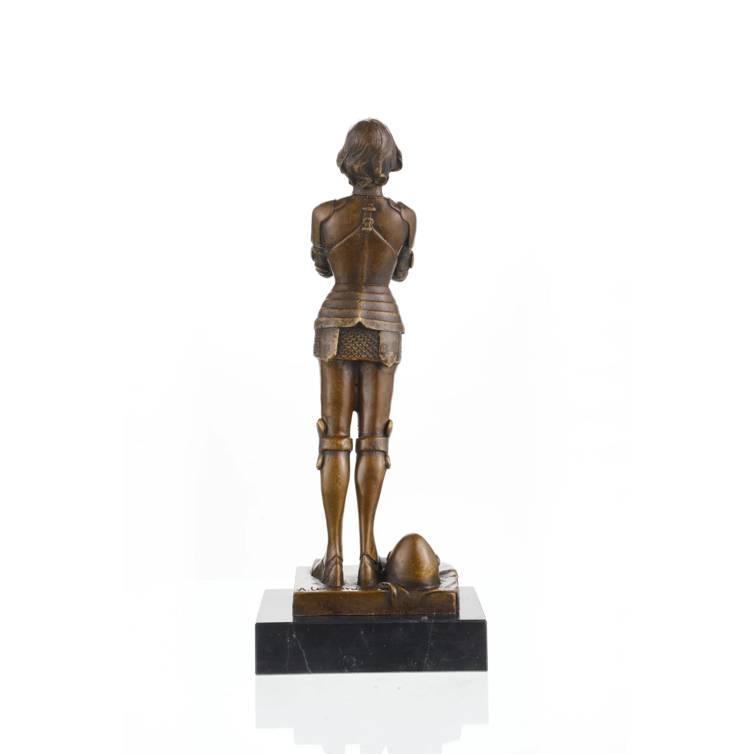 Side view of medieval warrior sculpture