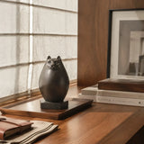 Medium abstract cat bronze sculpture with contemporary oval design