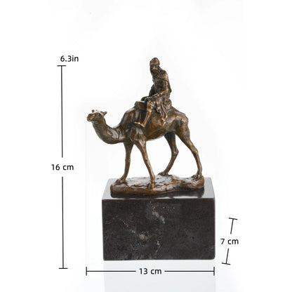 Camel rider bronze sculpture desert traveler on dromedary oriental statue
