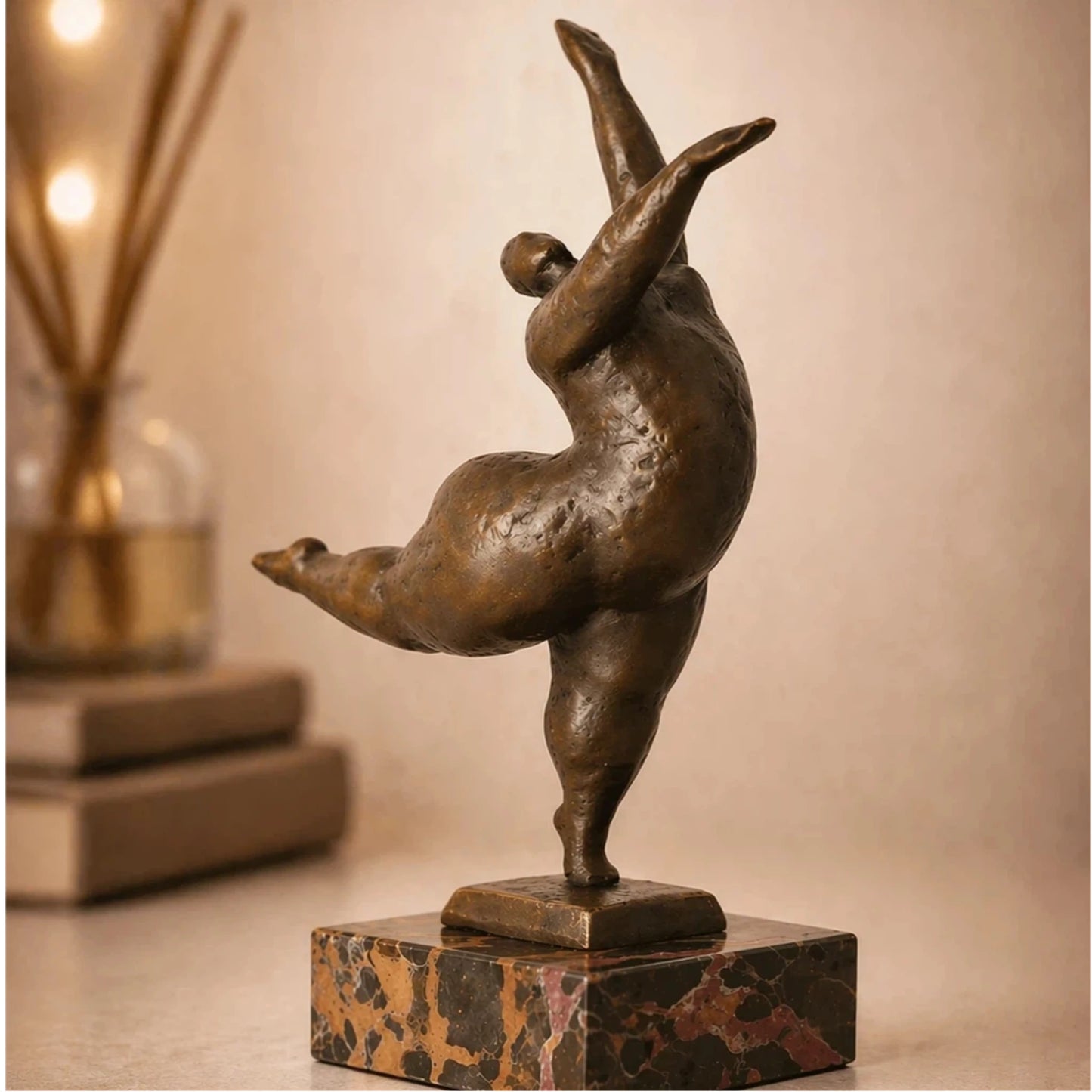 modern abstract bronze sculpture decor for home styling, elegant figurine for shelf and living room