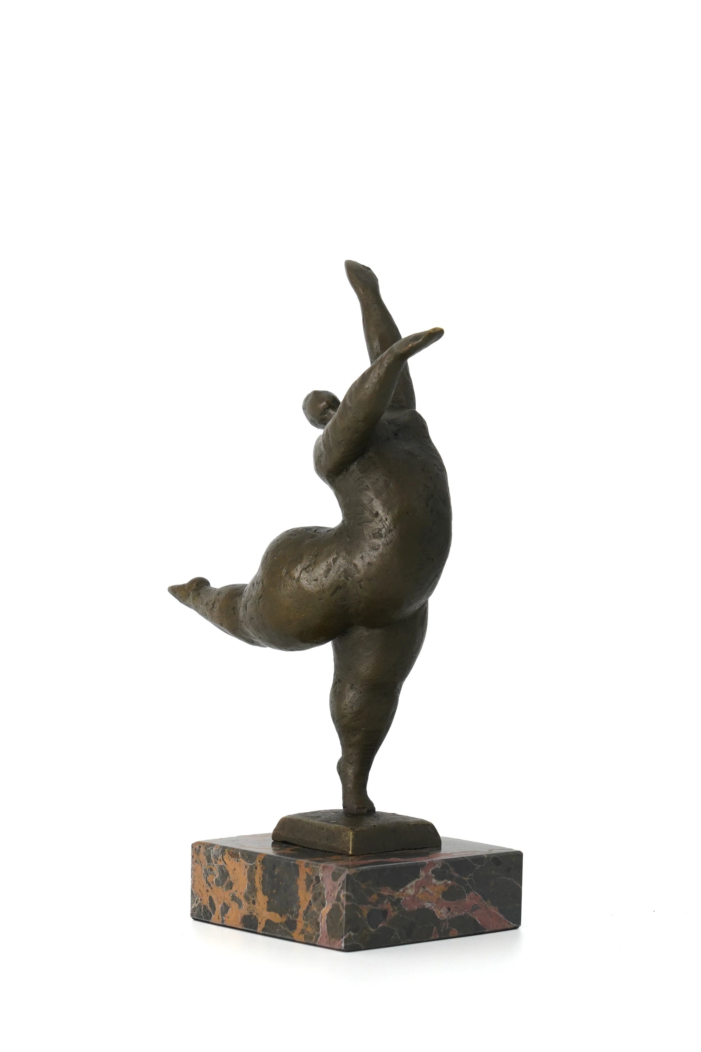 Free flow dancing figure bronze statue with expressive pose and voluptuous form, modern art decor
