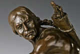 Close-up of the Native American rider showing expressive pose and handcrafted bronze detail