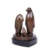 This is a penguin family bronze sculpture, creating a warm scene of a penguin family of three with minimalist lines, symbolizing "family protection and harmony". Made of bronze, it is suitable for decoration in warm-style spaces and can also be used as a family affection-themed gift ornament.