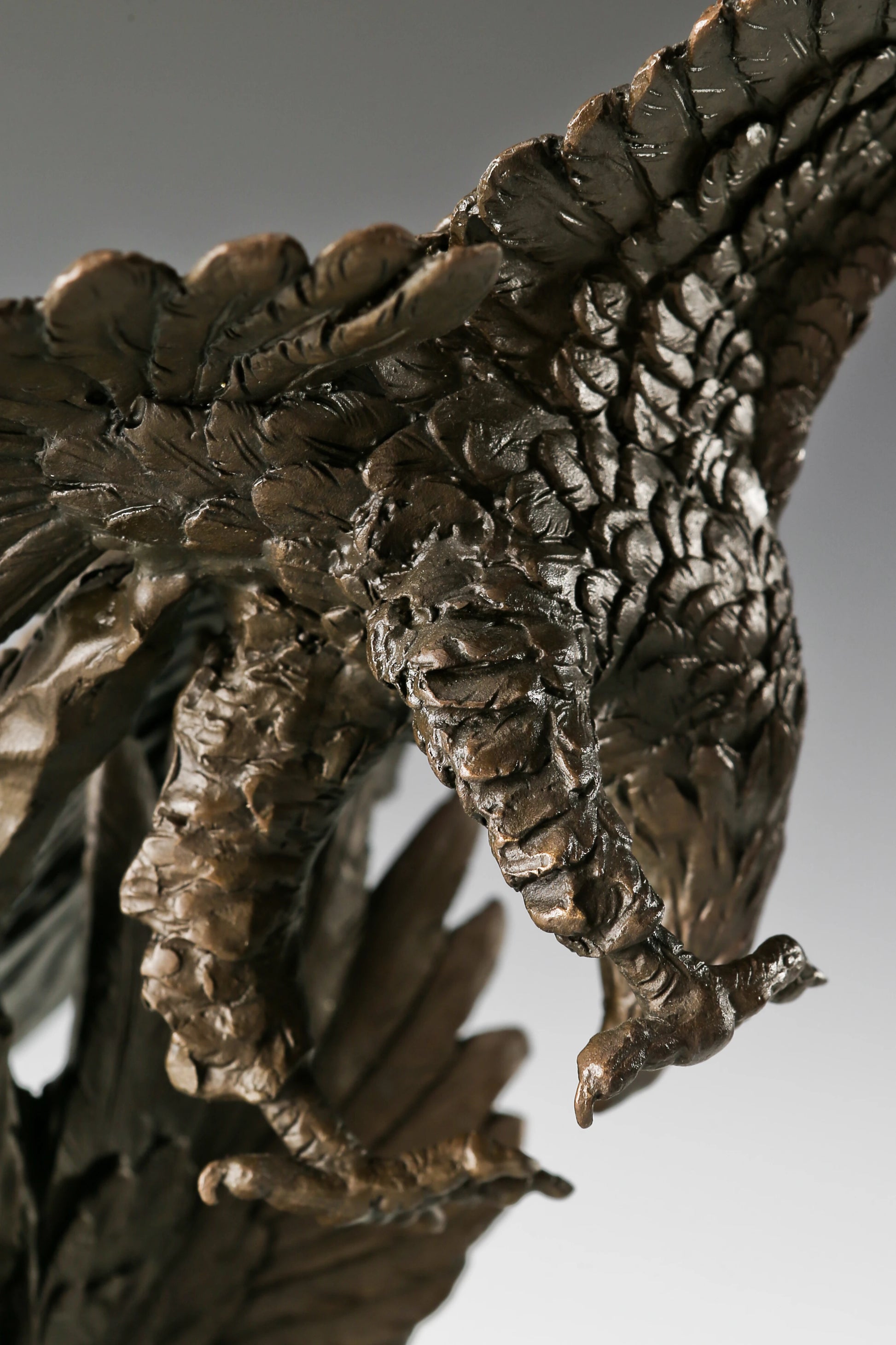 Two eagles bronze sculpture in dynamic interaction pose with detailed feathers and marble base. Elegant decor for home, office, or collectors.
