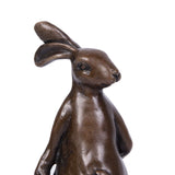 Rabbit Holding Acorn Bronze Sculpture side view