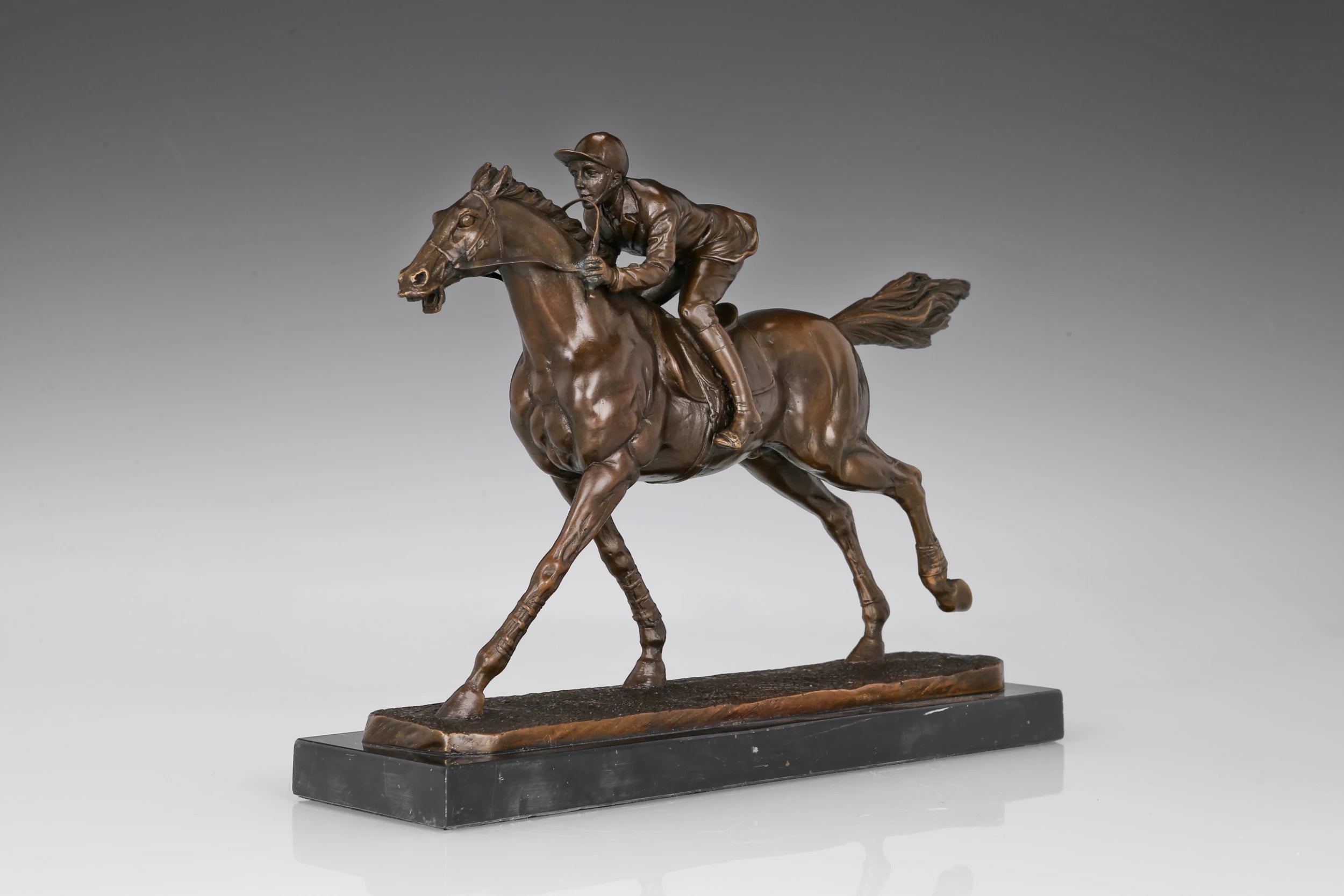Racehorse and Jockey Bronze Sculpture sculptural detail