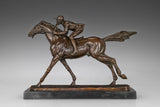 Racehorse and Jockey Bronze Sculpture front view