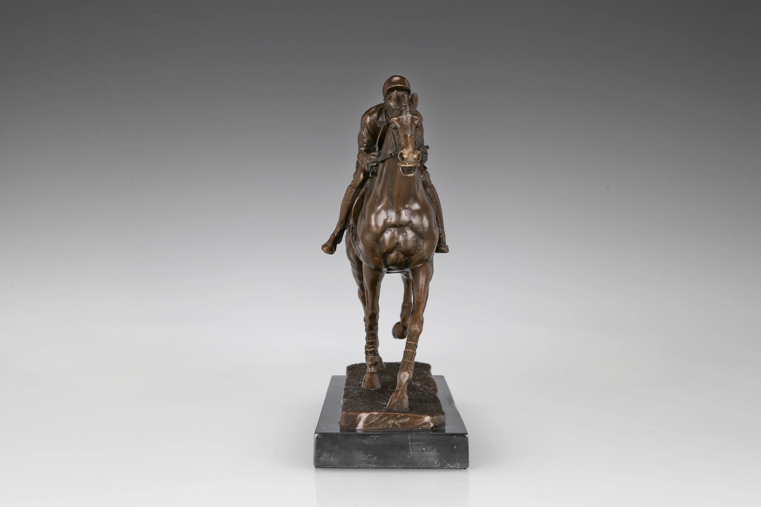 Racehorse and Jockey Bronze Sculpture opposite angle