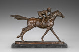 Racehorse and Jockey Bronze Sculpture rear view