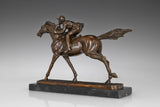 Racehorse and Jockey Bronze Sculpture three-quarter view