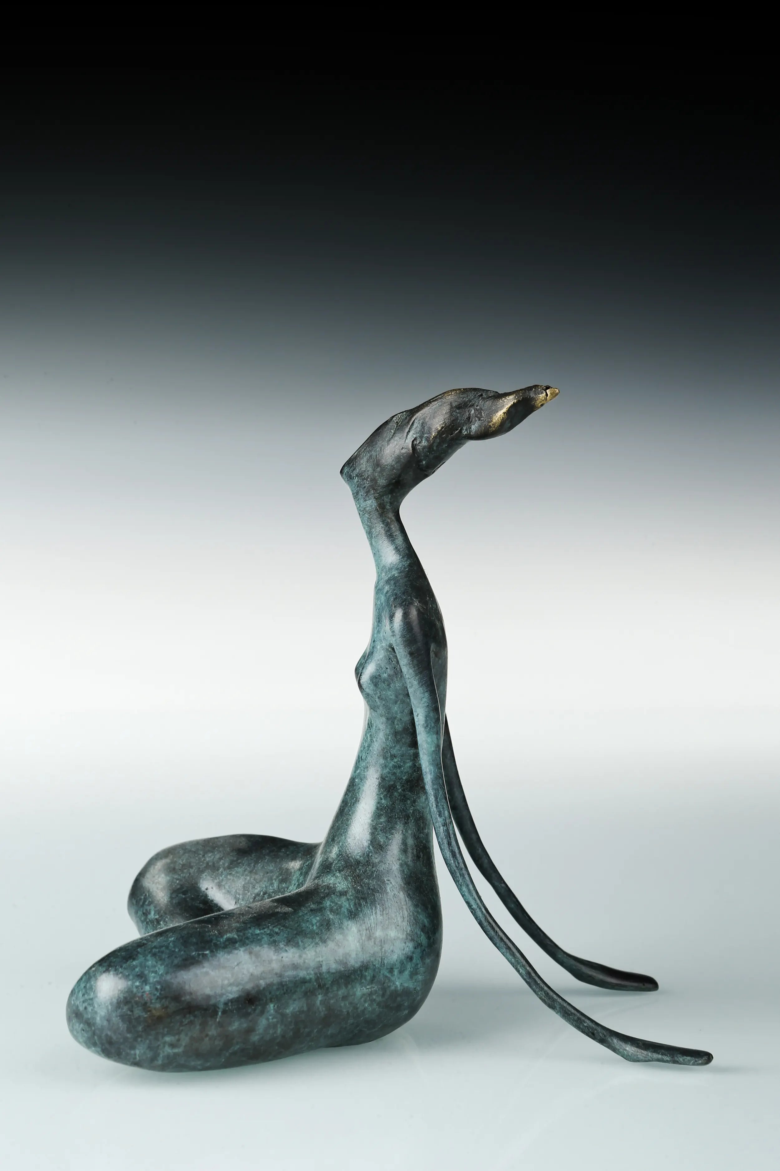 Reclining Yoga Pose bronze sculpture rear view