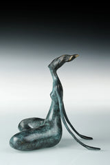 Reclining Yoga Pose bronze sculpture rear view