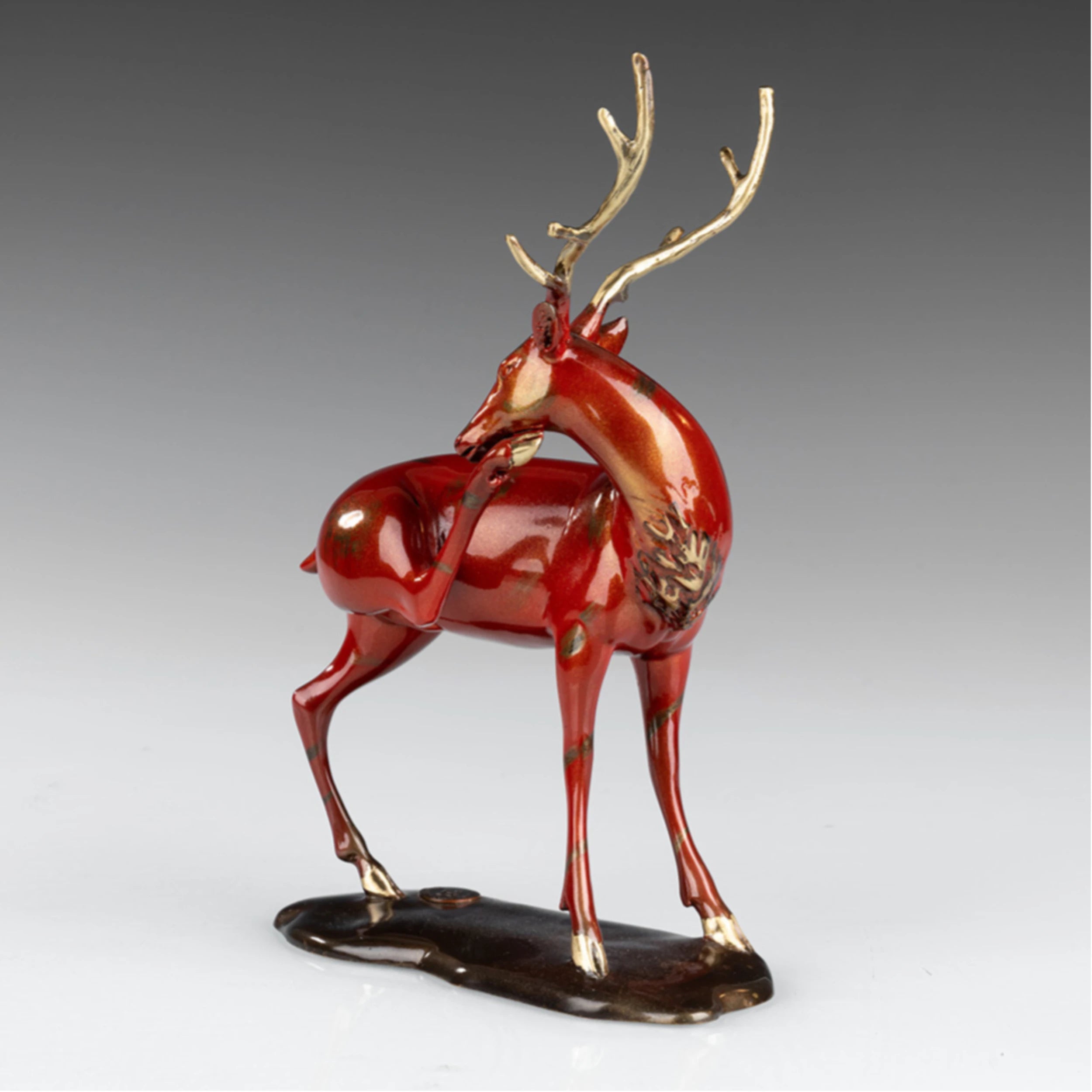 Red Deer Bronze Sculpture base detail