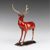 Red Deer Bronze Sculpture three-quarter view