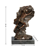 bronze sculpture portrays a female rock climber captured in a moment of intense ascent, embodying both physical strength and mental determination. Created using the traditional lost-wax casting method, the sculpture showcases exceptional craftsmanship and attention to detail. The climber’s body is pressed closely against the rugged rock surface, with one arm reaching upward in pursuit of the next hold—an expressive gesture that conveys motion, tension, and purpose.