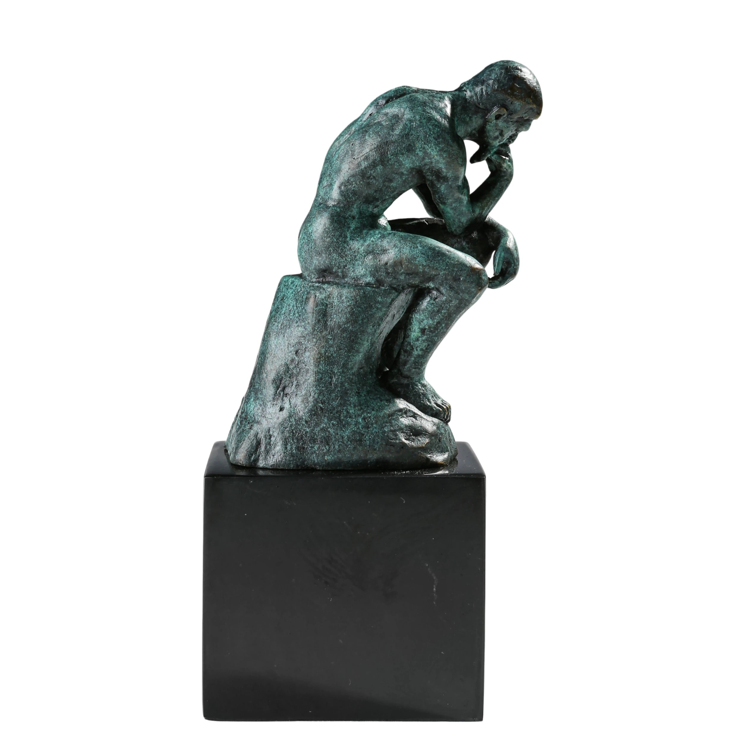Right side view of the Rodin-inspired philosopher bronze statue