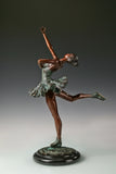Roller-Skating Ballerina bronze sculpture patina detail
