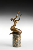Seated Female Dancer Bronze Sculpture front view