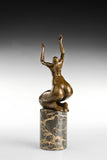 Seated Female Dancer Bronze Sculpture opposite angle