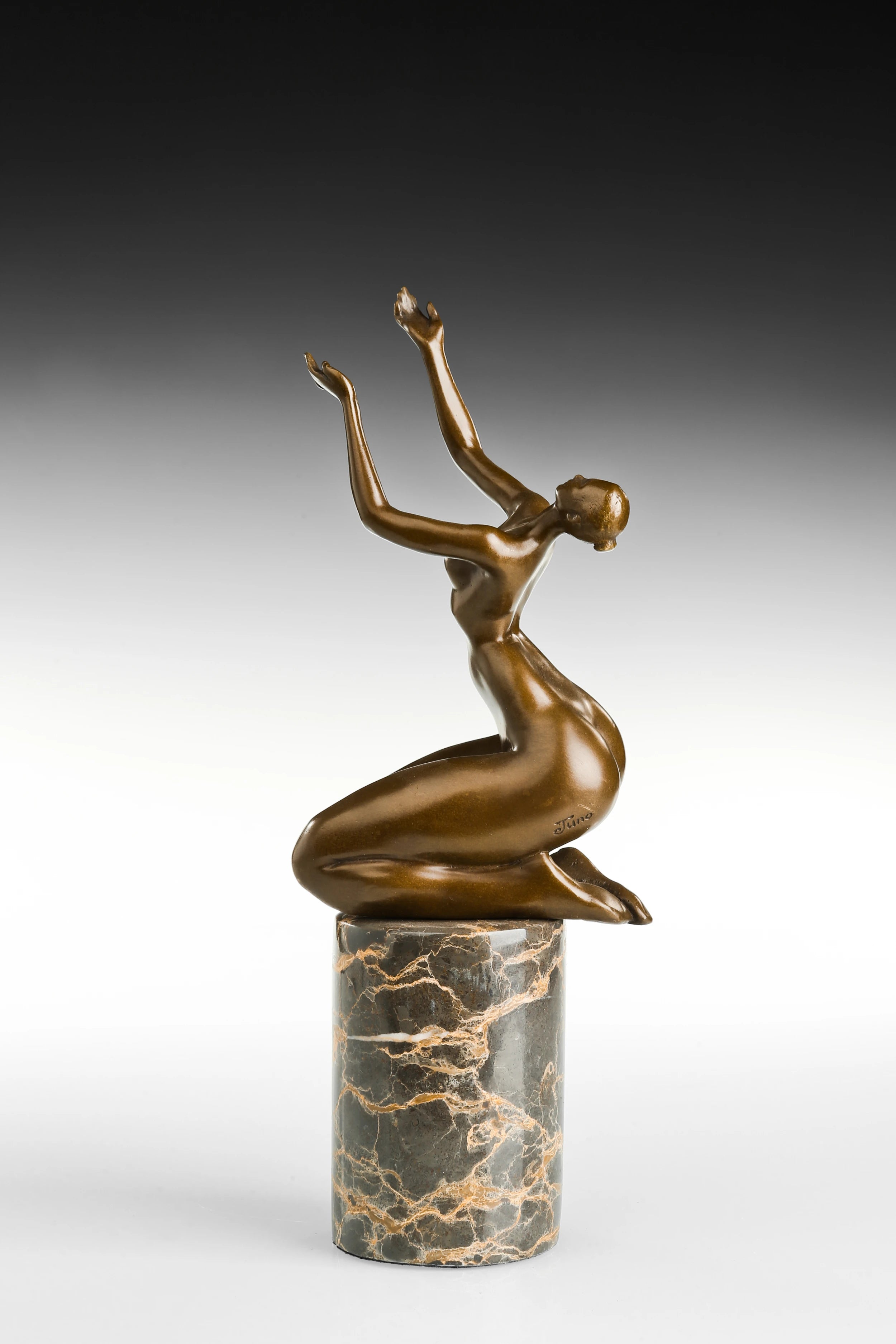 Seated Female Dancer Bronze Sculpture rear view