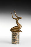 Seated Female Dancer Bronze Sculpture rear view