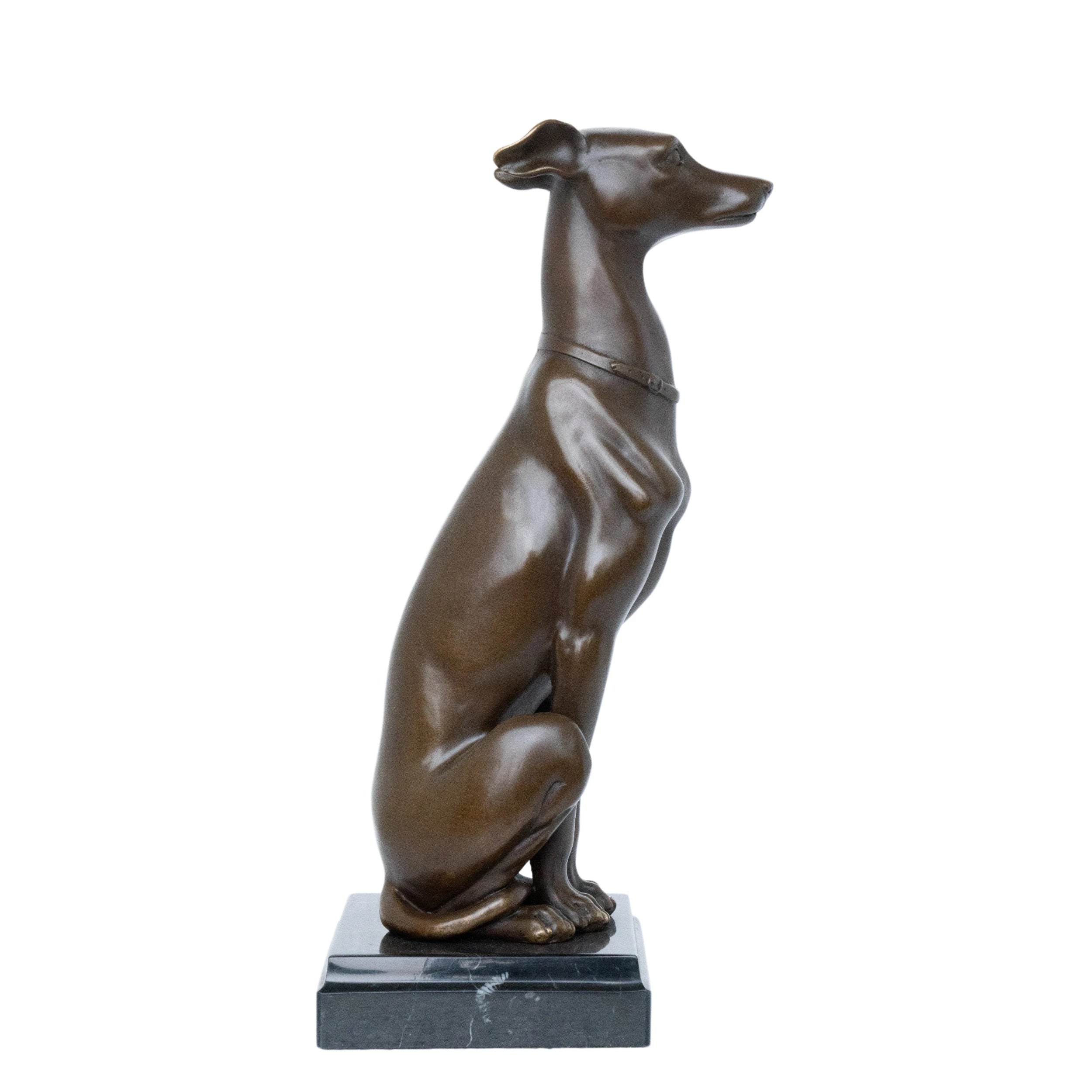 Seated Greyhound Bronze Sculpture front view