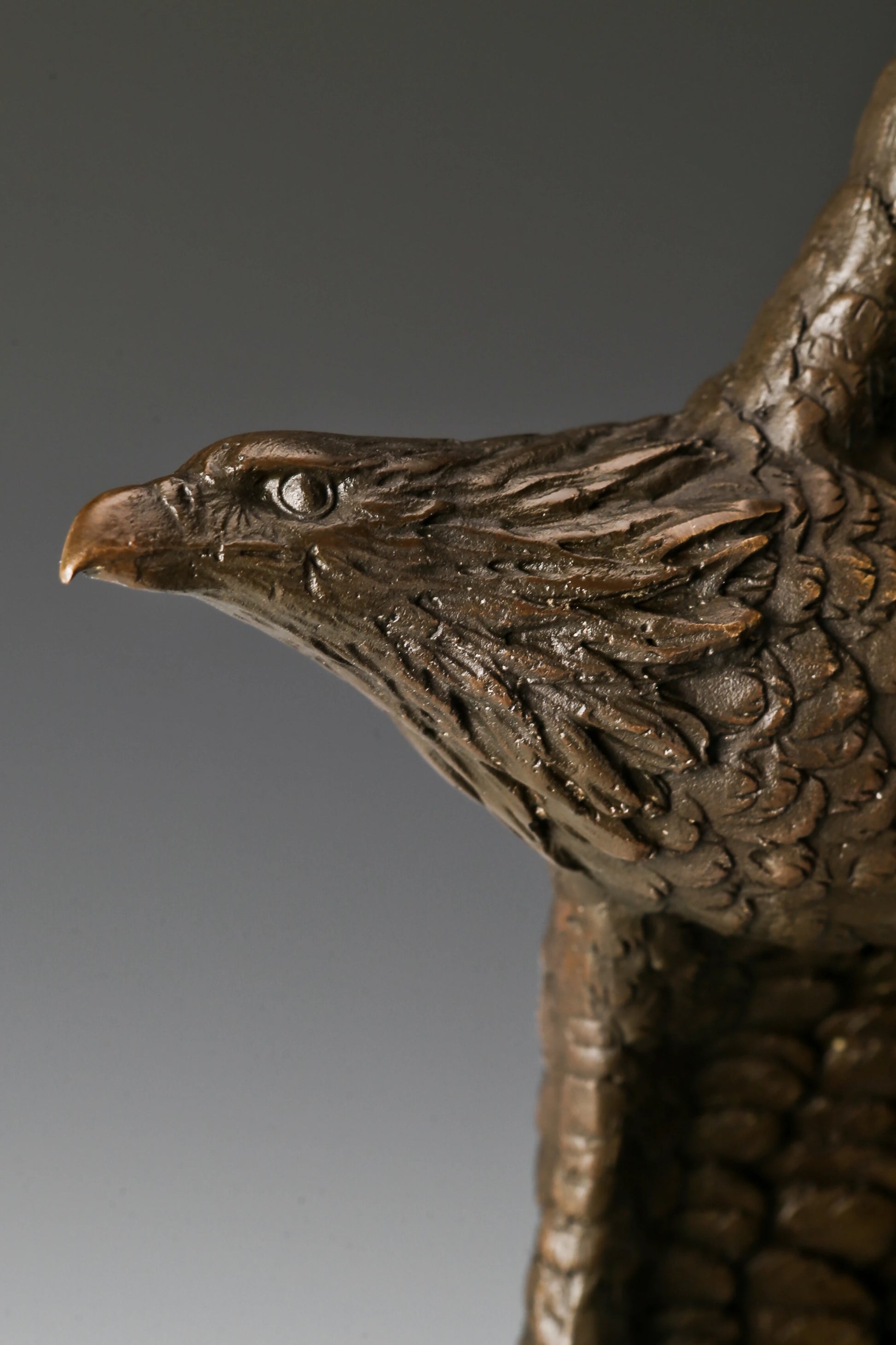 Solid bronze twin eagles soaring statue on green marble base, luxury office desk decor for executives.