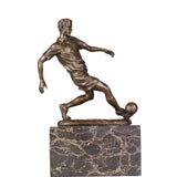 Soccer Player Bronze Sculpture on a white background