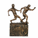 Soccer Players Duel Bronze Sculpture on a white background