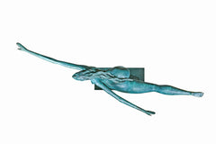 Overhead view of Spring Dancer bronze sculpture showing the extended body and flowing hair