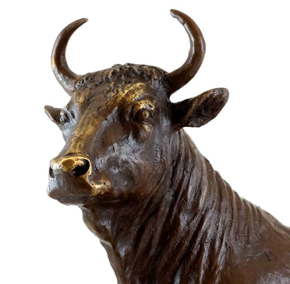 Bronze Bull Sculpture Showing Detailed Anatomical Craftsmanship