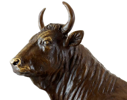 Bronze Bull Statue Showing Detailed Anatomical Craftsmanship