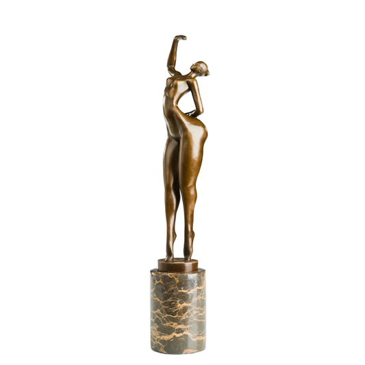 Standing Female Dancer Bronze Sculpture on a white background
