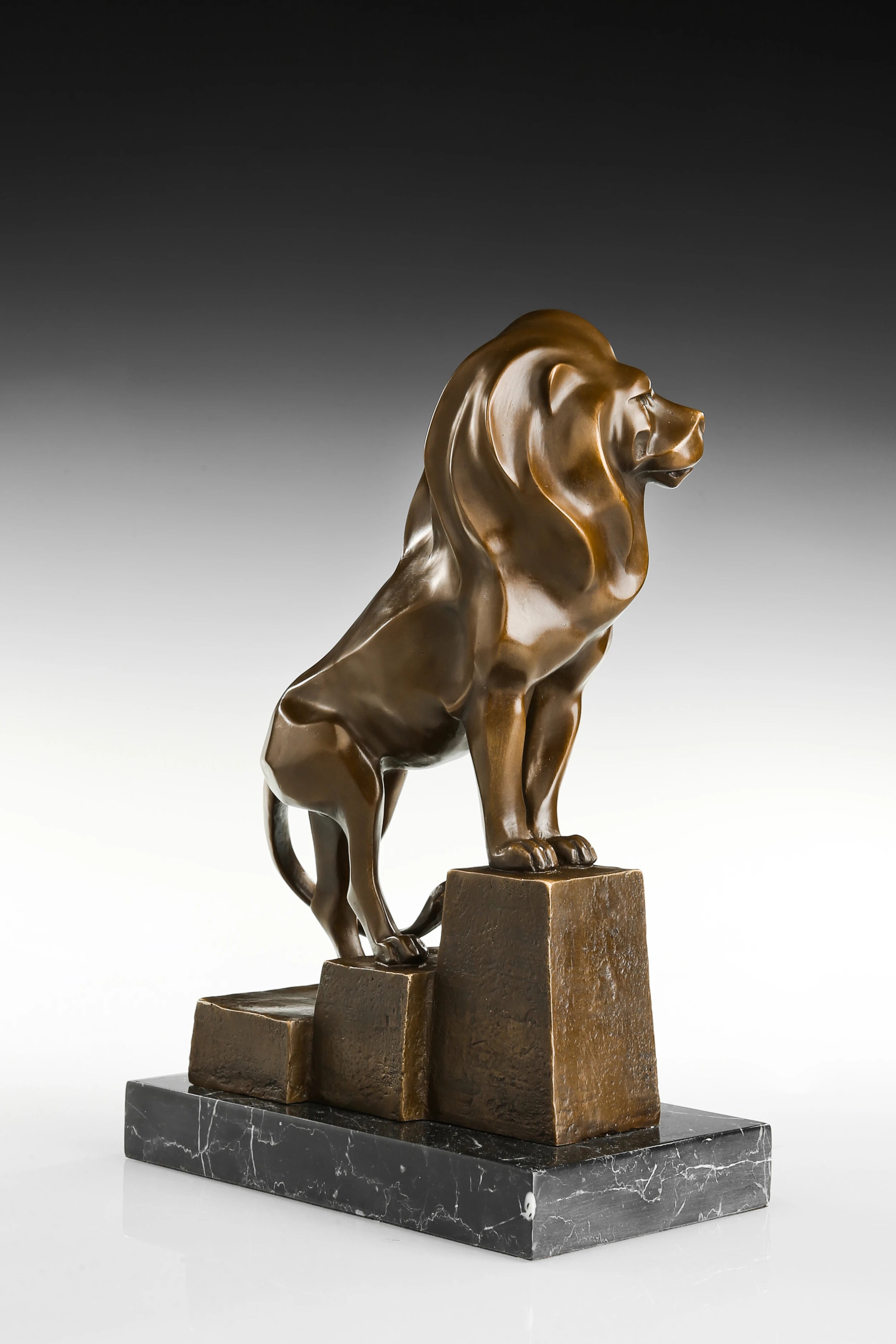 Standing Lion Bronze Sculpture sculptural detail