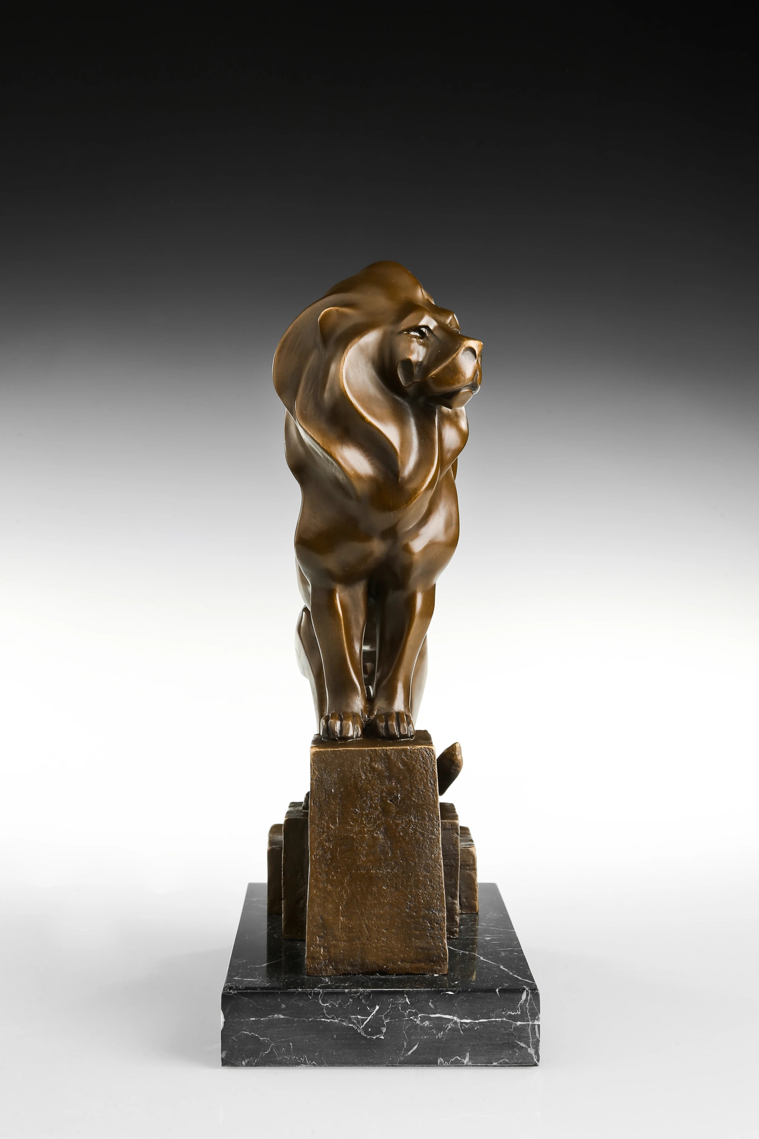 Standing Lion Bronze Sculpture front view