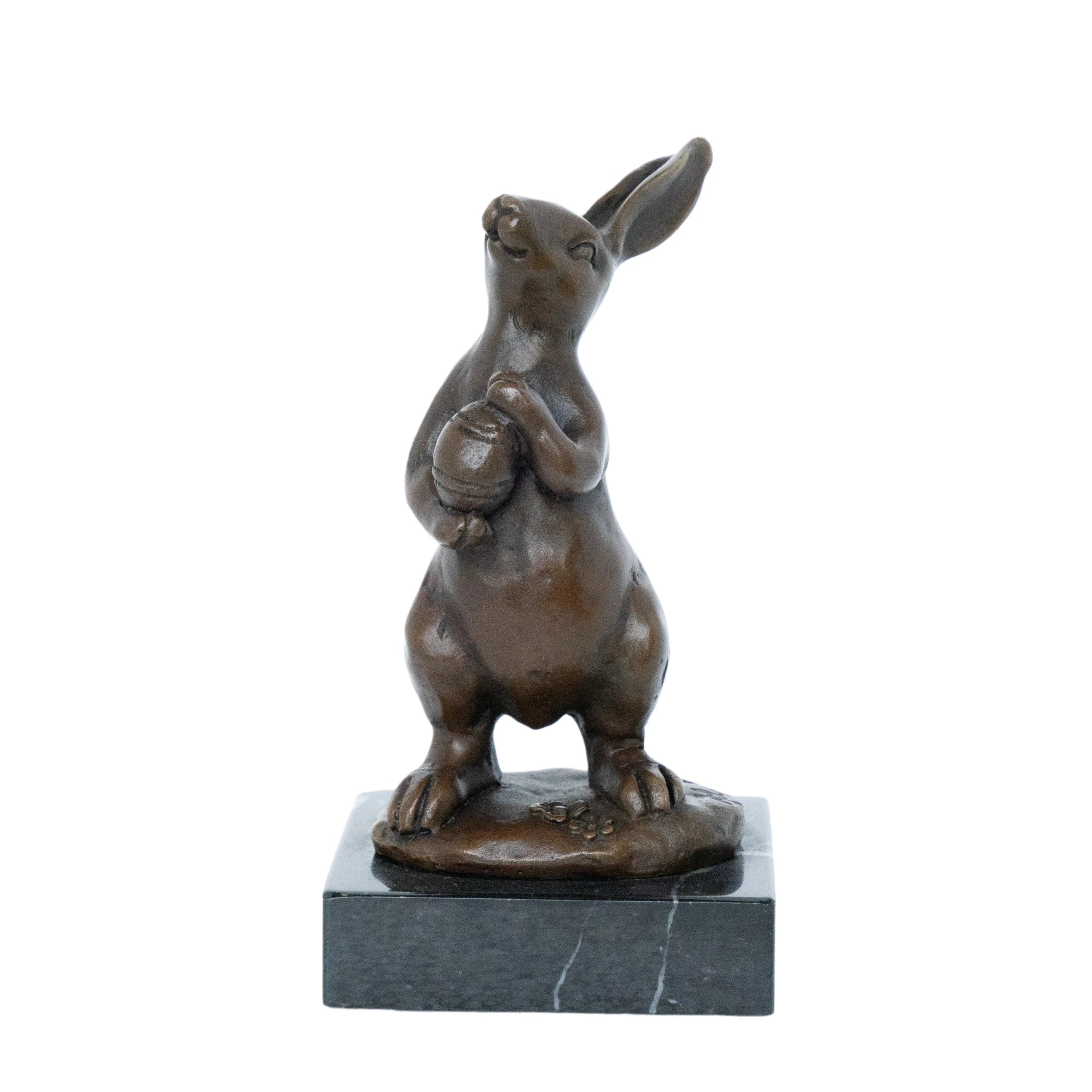 Standing Rabbit Bronze Sculpture on a clean white background