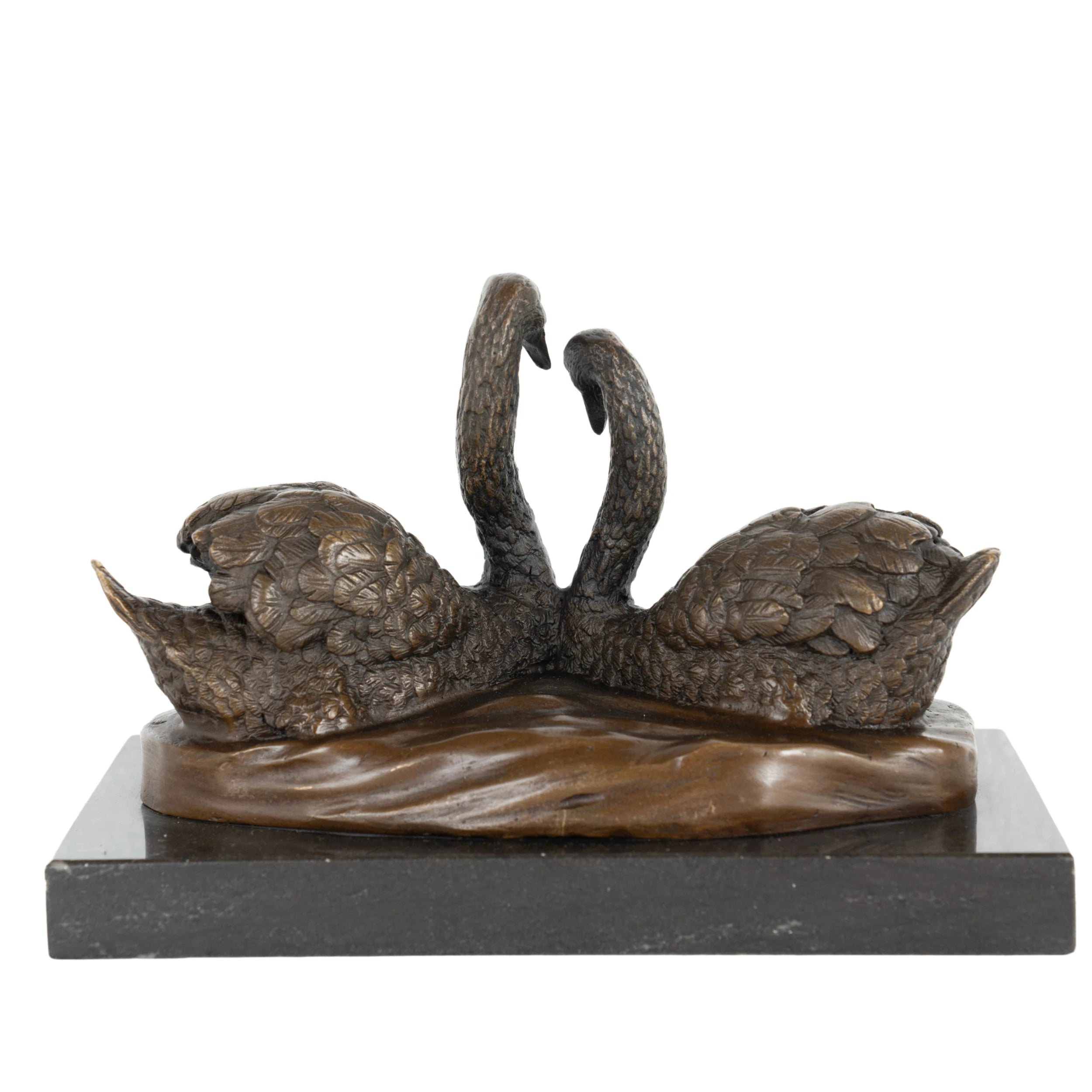Swan Couple Bronze Sculpture front view