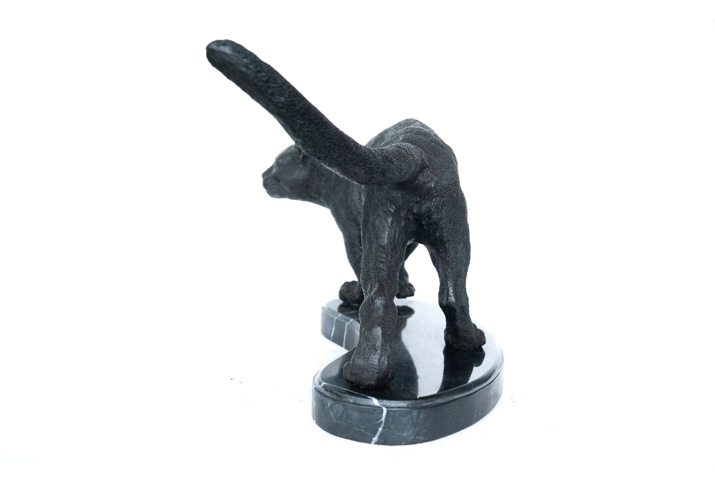 Walking Cat bronze sculpture side view